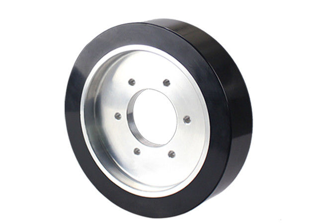 AGV polyurethane drive wheel six hole flange aluminum core wheel hub wrapped with rubber wheel 300 * 50mm