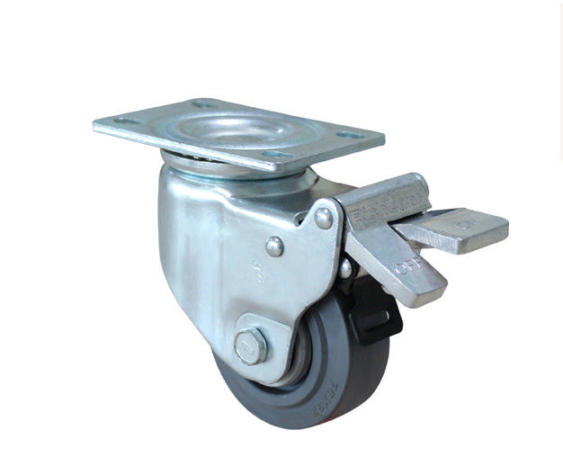 Medium sized 3-inch aluminum core rubber silent universal wheel belt brake handcart rack equipment instrument industrial casters 5923-56A