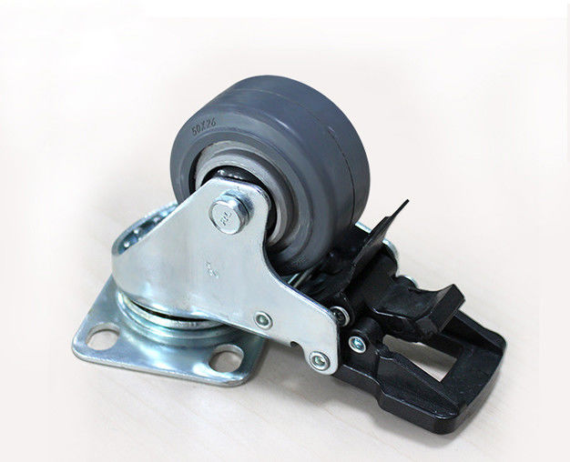 2-inch lightweight aluminum core rubber silent universal wheel with brake, logistics flatbed handcart, industrial equipment caster 3922-56A