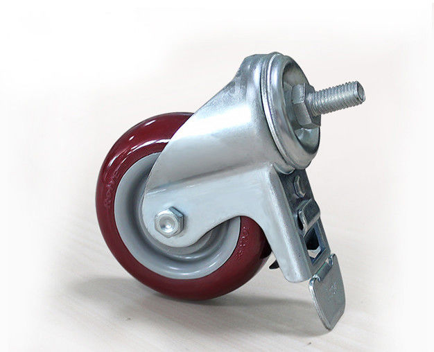 Medium sized 4-inch high-strength polyurethane PU silent universal wheel belt brake logistics handcart casters 5144-86
