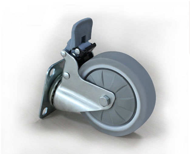 Lightweight 4-inch high elasticity rubber silent universal wheel belt brake handcart furniture caster 3724-37