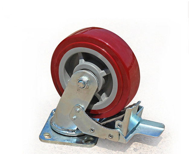 6-inch heavy-duty polyurethane silent universal wheel belt brake flat handcart industrial equipment caster 7126-86