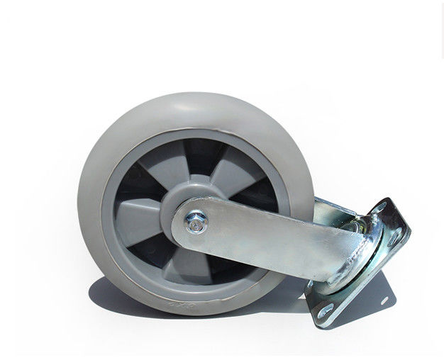 8-inch heavy-duty high elasticity rubber silent universal wheel flatbed handcart industrial equipment caster 7118-56
