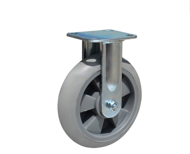 Heavy duty 8-inch high elasticity rubber silent directional wheel flatbed handcart industrial equipment caster 7108-56