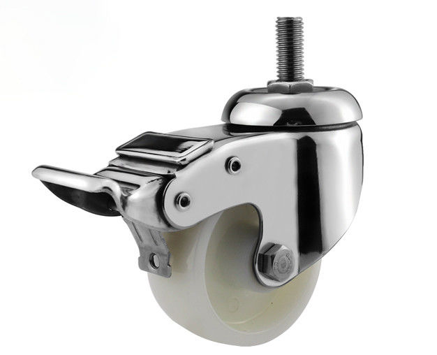 3-inch medium-sized 304 stainless steel white nylon PA screw universal brake caster S5843-24