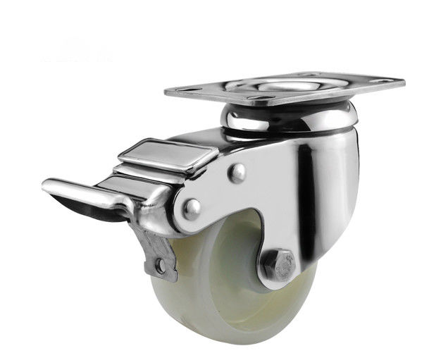 3-inch medium-sized 304 stainless steel white nylon PA flat top universal brake caster S5823-24