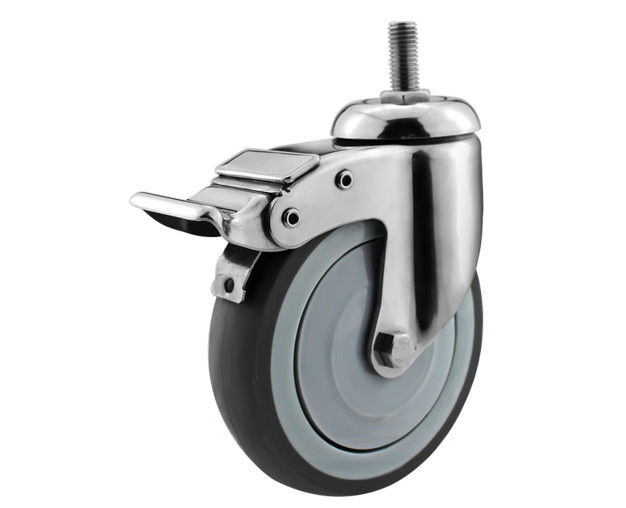 5-inch medium-sized screw brake 304 stainless steel super synthetic rubber TPR single bearing silent caster S5845-57