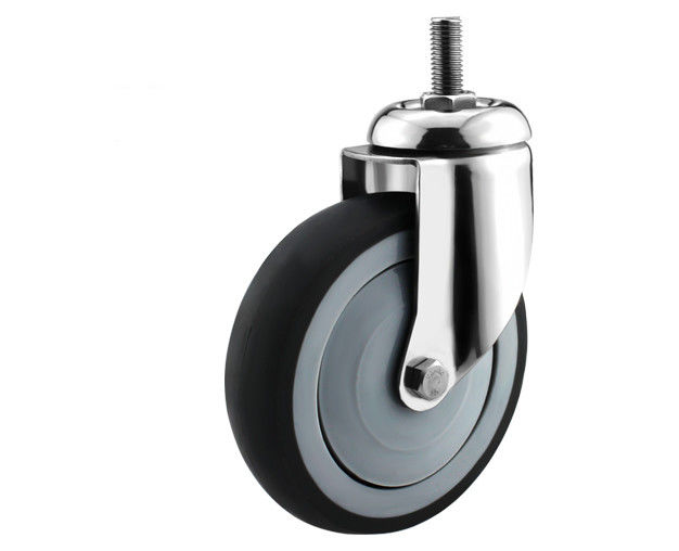 5-inch medium-sized screw universal 304 stainless steel super synthetic rubber TPR single bearing silent caster S5835-57