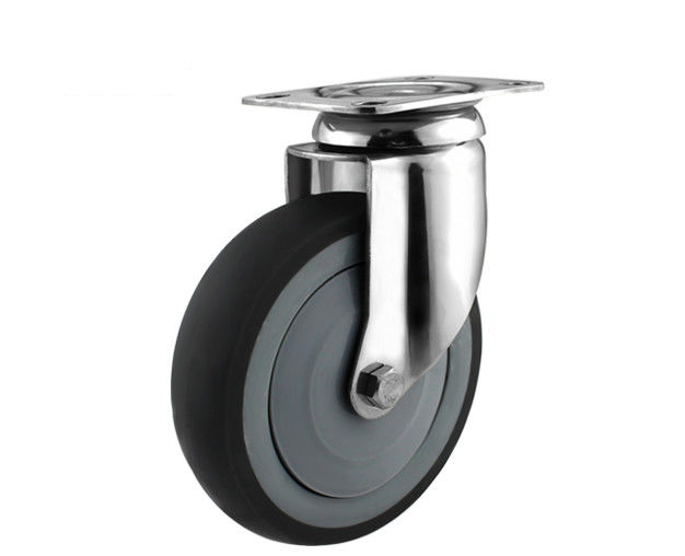 5-inch medium-sized flat top universal 304 stainless steel super synthetic rubber TPR single bearing silent casters S5815-57