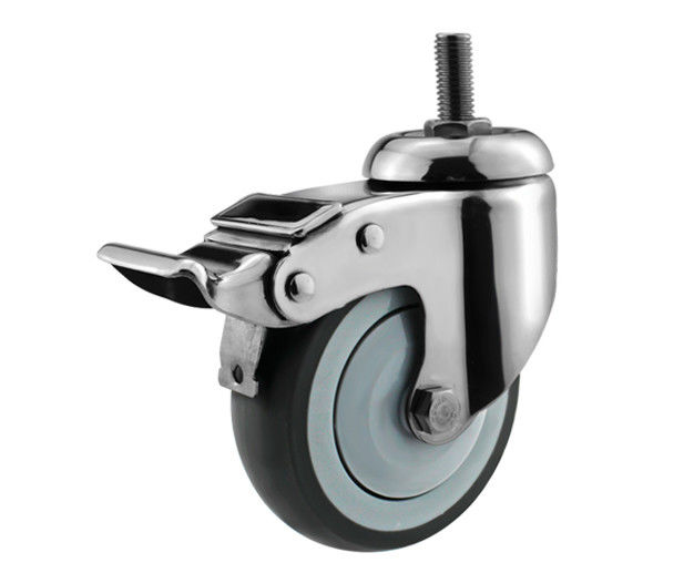 4-inch medium-sized screw universal brake 304 stainless steel super synthetic rubber TPR single bearing silent caster