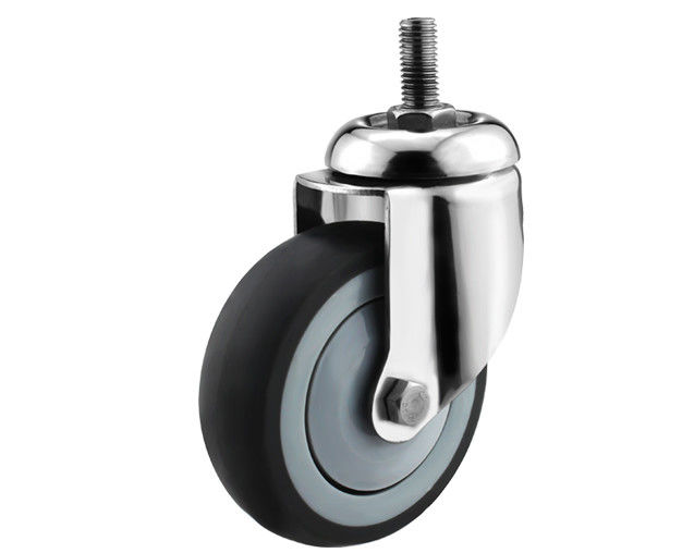 4-inch medium-sized screw universal 304 stainless steel super synthetic rubber TPR single bearing silent casters