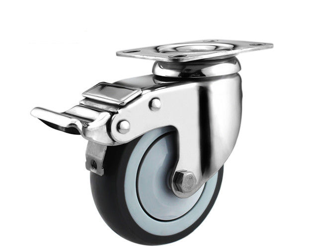 4-inch medium-sized flat top universal brake with 304 stainless steel super synthetic rubber TPR single bearing silent casters