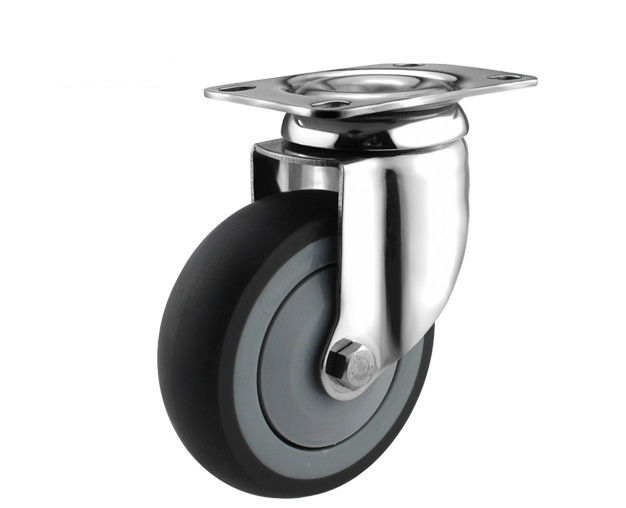 4-inch medium-sized flat top universal 304 stainless steel super synthetic rubber TPR single bearing silent casters
