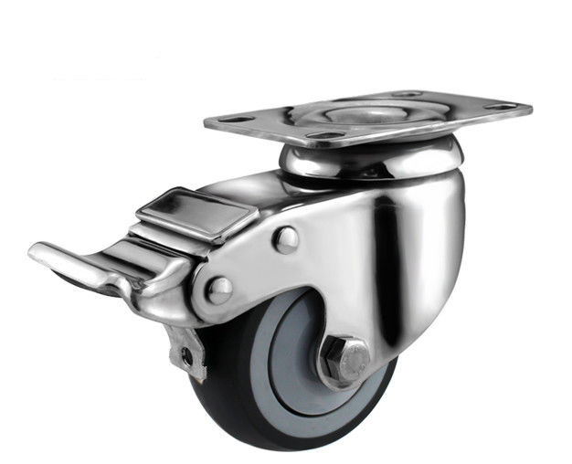 3-inch medium-sized flat top universal brake with 304 stainless steel super synthetic rubber TPR single bearing silent casters