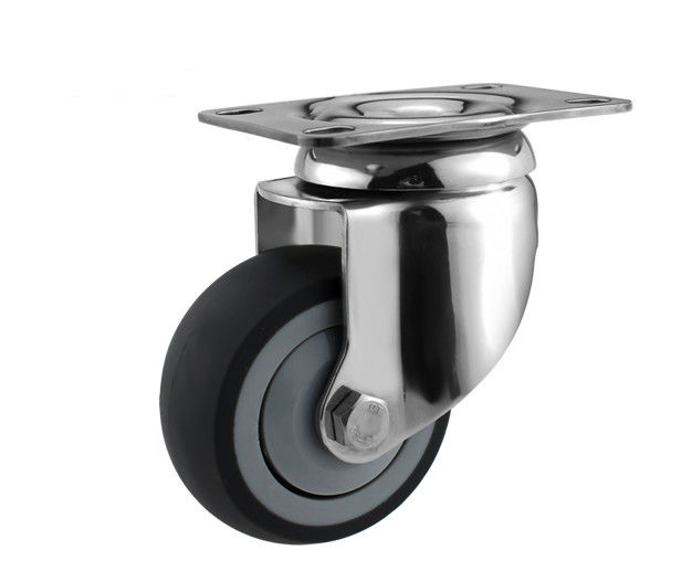 3-inch medium-sized flat top universal 304 stainless steel super synthetic rubber TPR single bearing silent casters