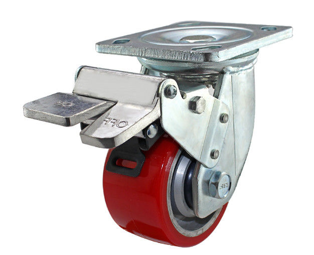 4-inch/5-inch/6-inch/8-inch heavy-duty series aluminum core polyurethane PU flat top universal brake casters (High Speed King series)
