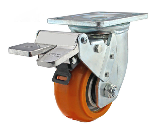 4-inch/5-inch/6-inch/8-inch heavy-duty series aluminum core polyurethane PU flat top universal brake casters (High Speed King series)
