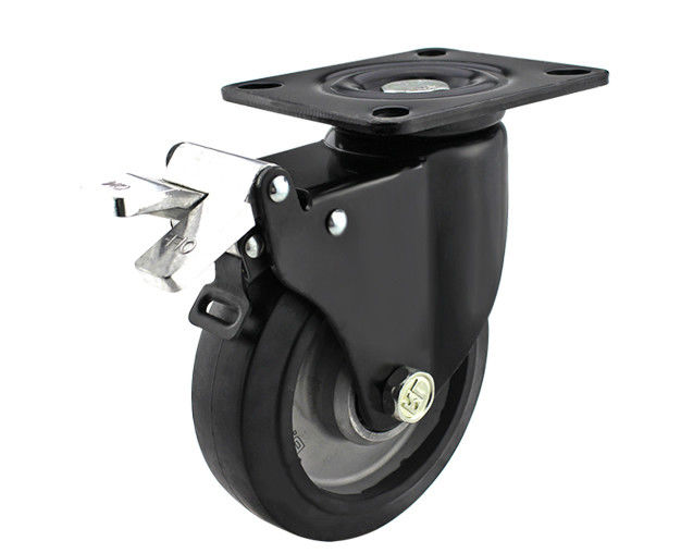 3-inch/4-inch/5-inch/6-inch medium and heavy-duty series aluminum core high elasticity rubber flat top universal brake silent casters (High Speed King series)