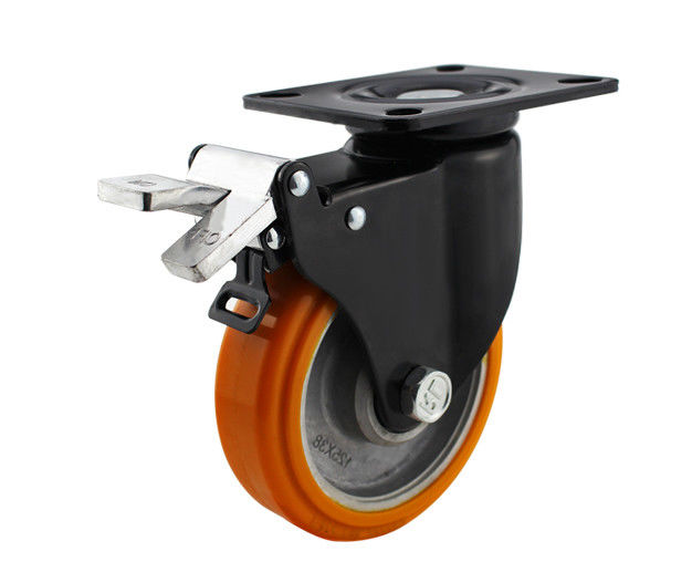 3-inch/4-inch/5-inch/6-inch medium and heavy-duty series aluminum core polyurethane PU flat top universal brake casters (High Speed King series)