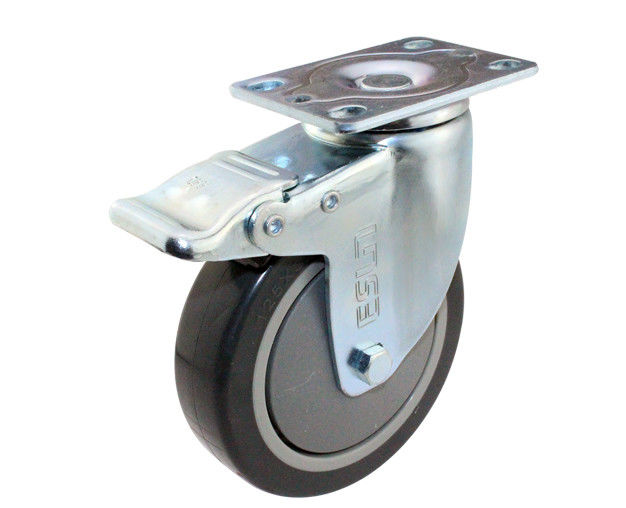 5-inch medium-sized 130kg double bearing super synthetic rubber TPR flat top universal brake gray silent wheel