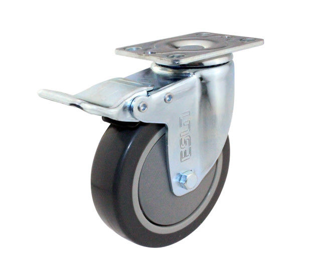 5-inch medium-sized 130kg double bearing super synthetic rubber TPR flat top directional/universal (with directional lock) gray silent wheel