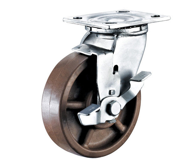 4-inch/5-inch/6-inch/8-inch heavy-duty series 330kg high temperature resistant 280 ℃ nylon flat top universal side brake casters