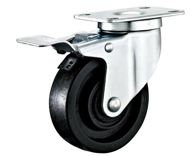 3-inch/4-inch/5-inch medium-sized series heat-resistant 220 ℃ black nylon flat top universal brake casters