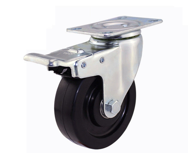 3-inch/4-inch/5-inch medium-sized black anti-static rubber flat bottomed brake universal casters