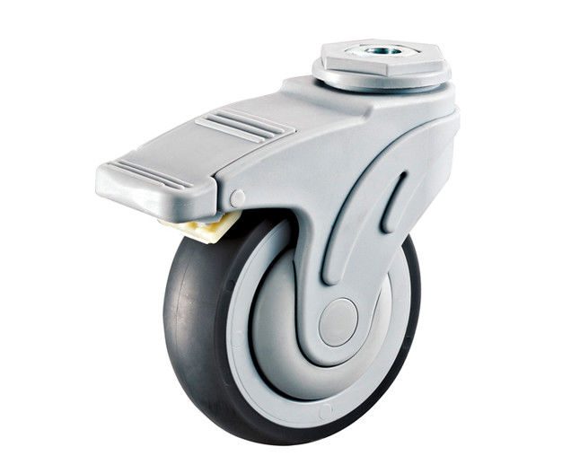 3-inch 4-inch 5-inch hollow neck brake universal super synthetic rubber all plastic silent medical casters E6184-56