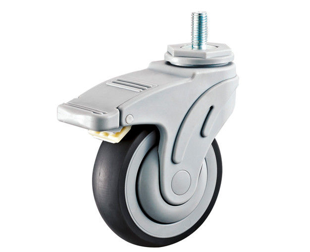 3-inch 4-inch 5-inch medium screw brake universal super synthetic rubber all plastic silent medical casters E6144-56