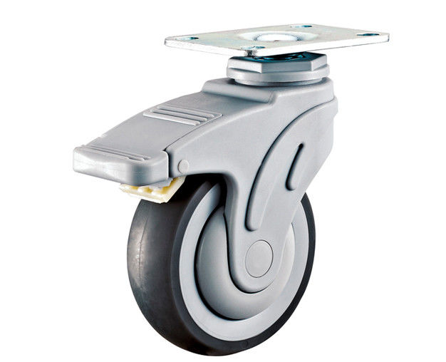 3-inch 4-inch 5-inch medium-sized flat top brake with super synthetic rubber all plastic silent medical wheels E6124-56