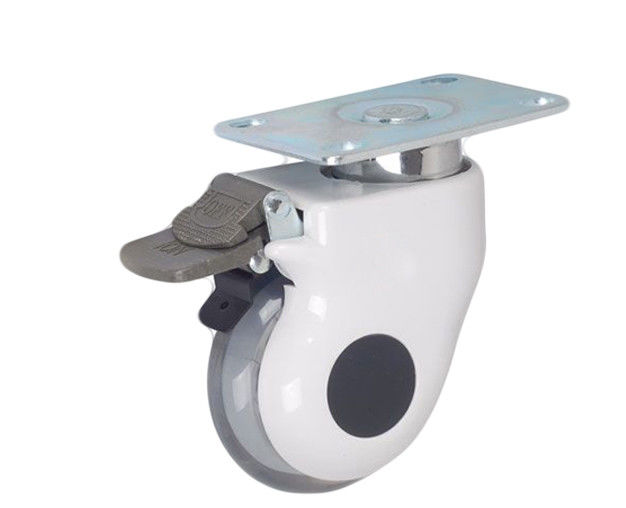 3-inch lightweight 35kg flat top brake polyurethane transparent silent medical bread wheel E1623-76