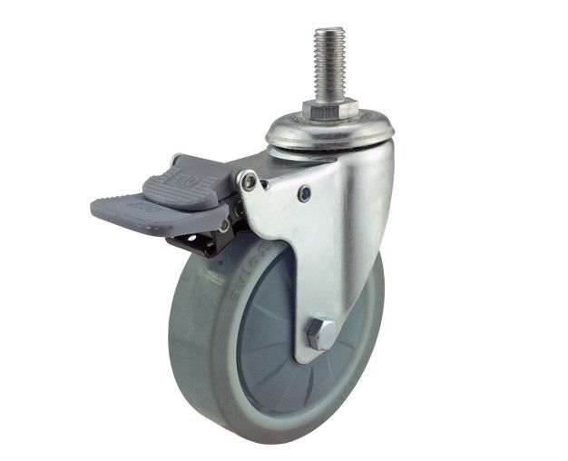 (Silent King Series) 4-inch lightweight 80kg high elasticity rubber thread flat bar brake ultra quiet caster 3744-37