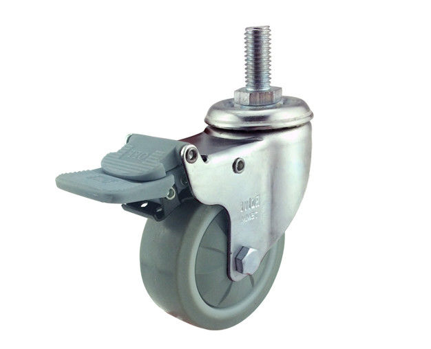 (Silent King Series) 3-inch lightweight 70kg high elasticity rubber screw brake ultra quiet caster 3743-37