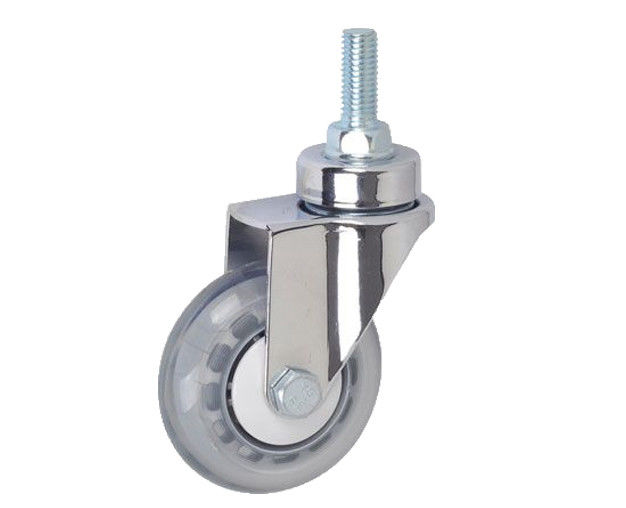 3-inch chrome plated lightweight 50kg polyurethane medical transparent silent screw universal casters 3733-76