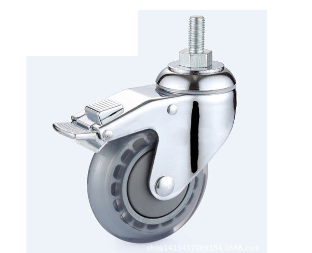 3-inch/4-inch/5-inch chrome plated precision medium-sized high elasticity polyurethane PU transparent silent screw brake caster 5744-76