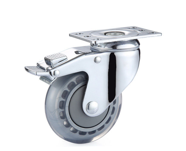 3-inch/4-inch/5-inch chrome plated precision medium-sized high elasticity polyurethane PU transparent silent flat brake casters 5724-76