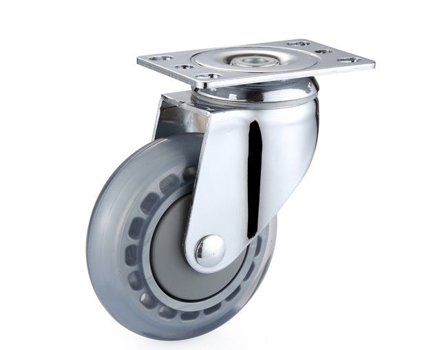 3-inch/4-inch/5-inch chrome plated precision medium-sized high elasticity polyurethane PU transparent silent flat bottomed universal casters 5714-76
