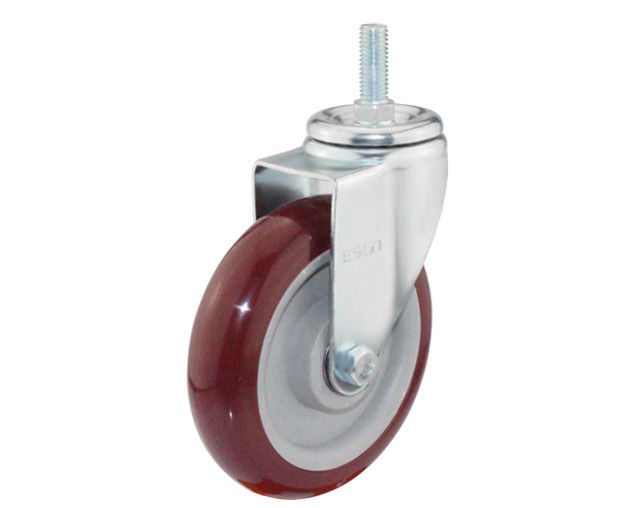 5-inch medium-sized 145kg universal thread polyurethane PU red industrial equipment casters 5435-86