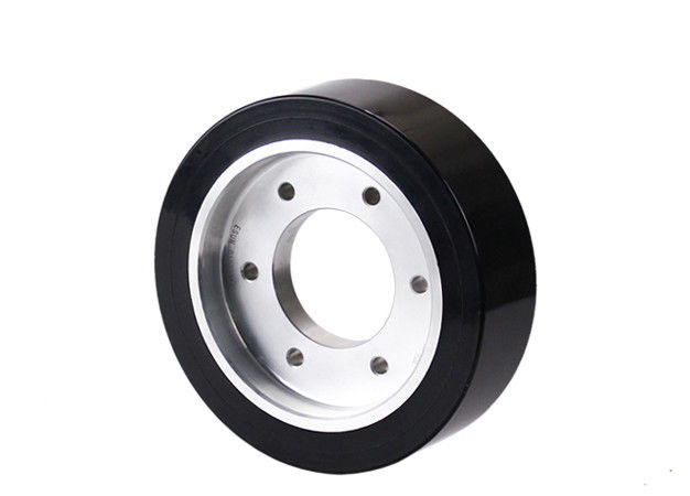 AGV polyurethane drive wheel six hole flange aluminum core wheel hub wrapped with rubber wheel 125 * 40