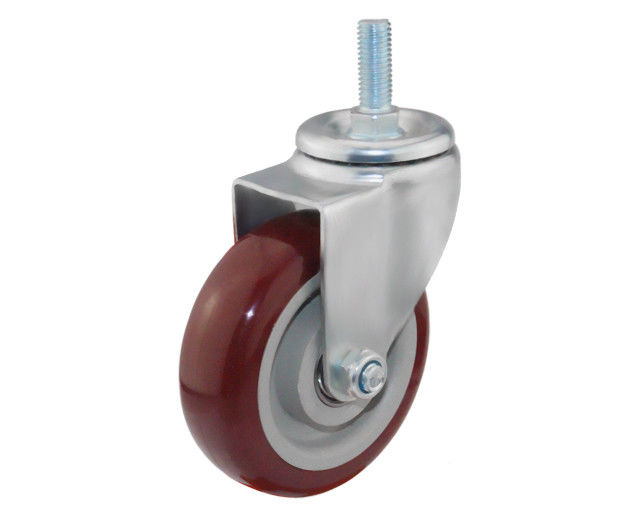 Medium sized 4-inch 125kg universal polyurethane red industrial equipment casters 5434-86