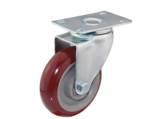 4-inch medium-sized 125kg flat top universal polyurethane PU red industrial equipment casters 5414-86