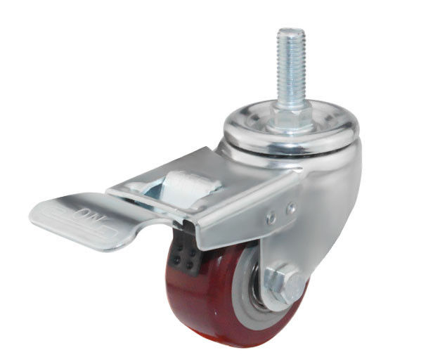 2.5-inch medium-sized 75kg thread brake polyurethane PU industrial equipment casters 54425-86