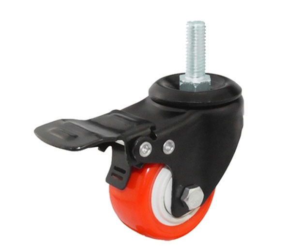 2-inch gold diamond lightweight 45kg thread brake polyurethane red PU universal casters 3642-86