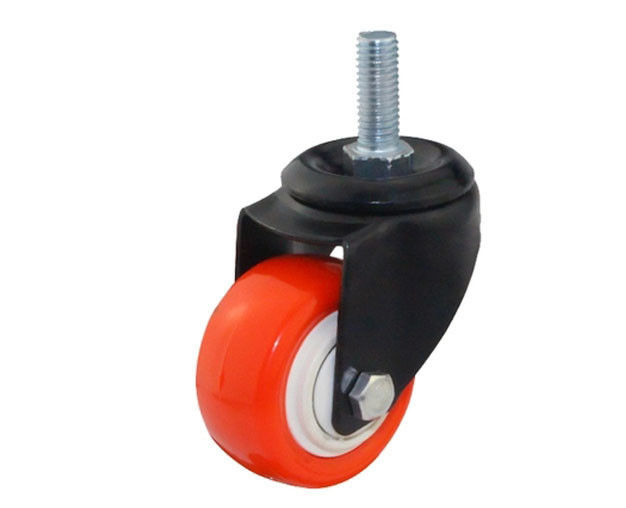 2-inch gold diamond lightweight 45kg polyurethane PU thread universal double bearing red casters 3632-86