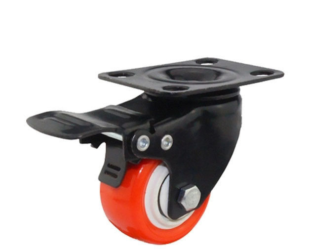 2-inch gold diamond lightweight 45kg polyurethane PU flat top brake with double bearings and red casters 3622-86