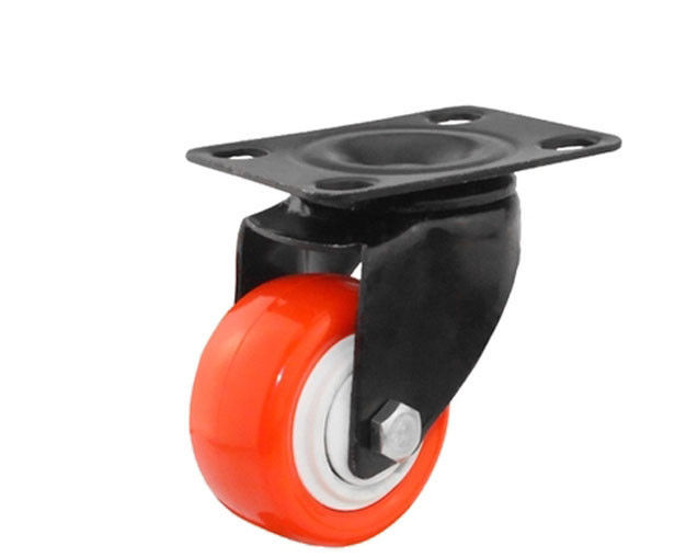 2-inch gold diamond lightweight 45kg polyurethane PU flat top universal double bearing red casters 3612-86