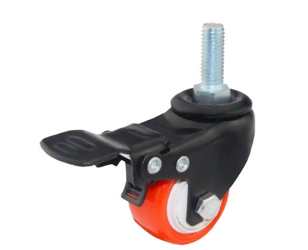 1.5-inch gold diamond lightweight 30kg thread brake polyurethane PU red industrial casters 36415-86