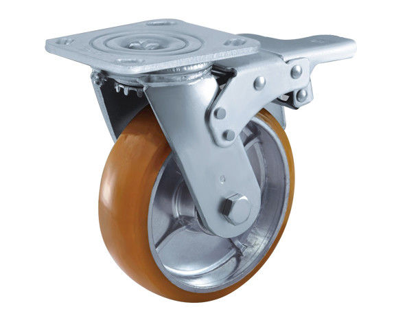 6-inch heavy-duty aluminum core polyurethane flat top universal belt brake casters (logistics energy-saving king series)
